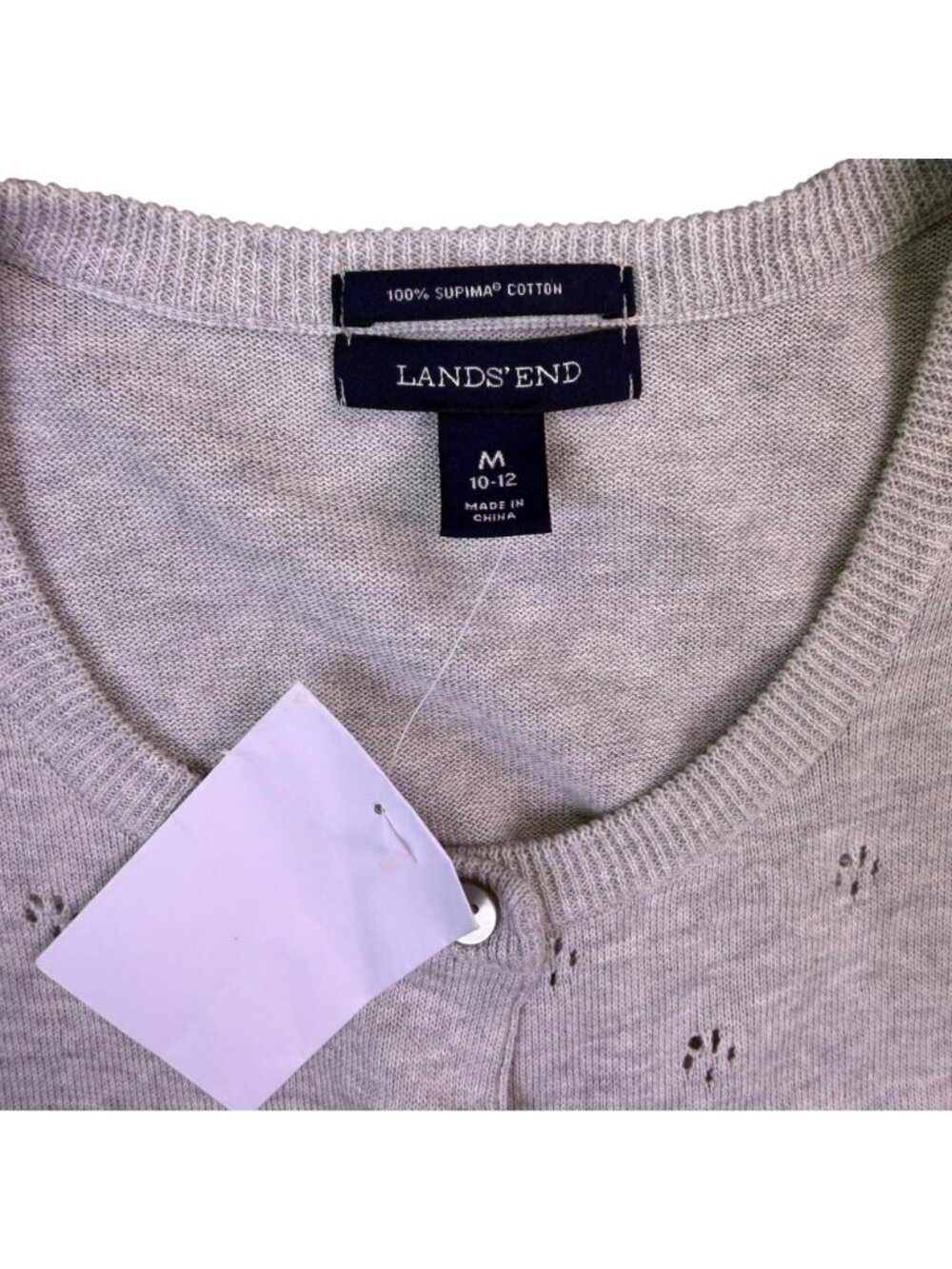 Lands End Gray Womens Cardigan With Eyelet Design Size M 10-12 - Picture 4 of 5